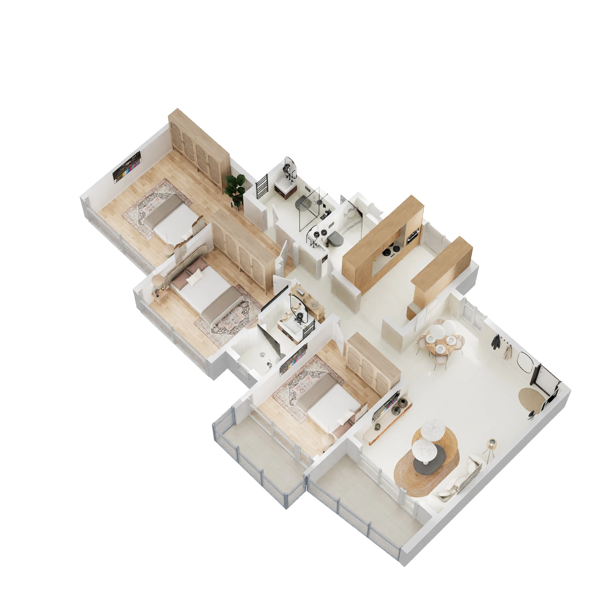 3BHK floor plan in Kharghar