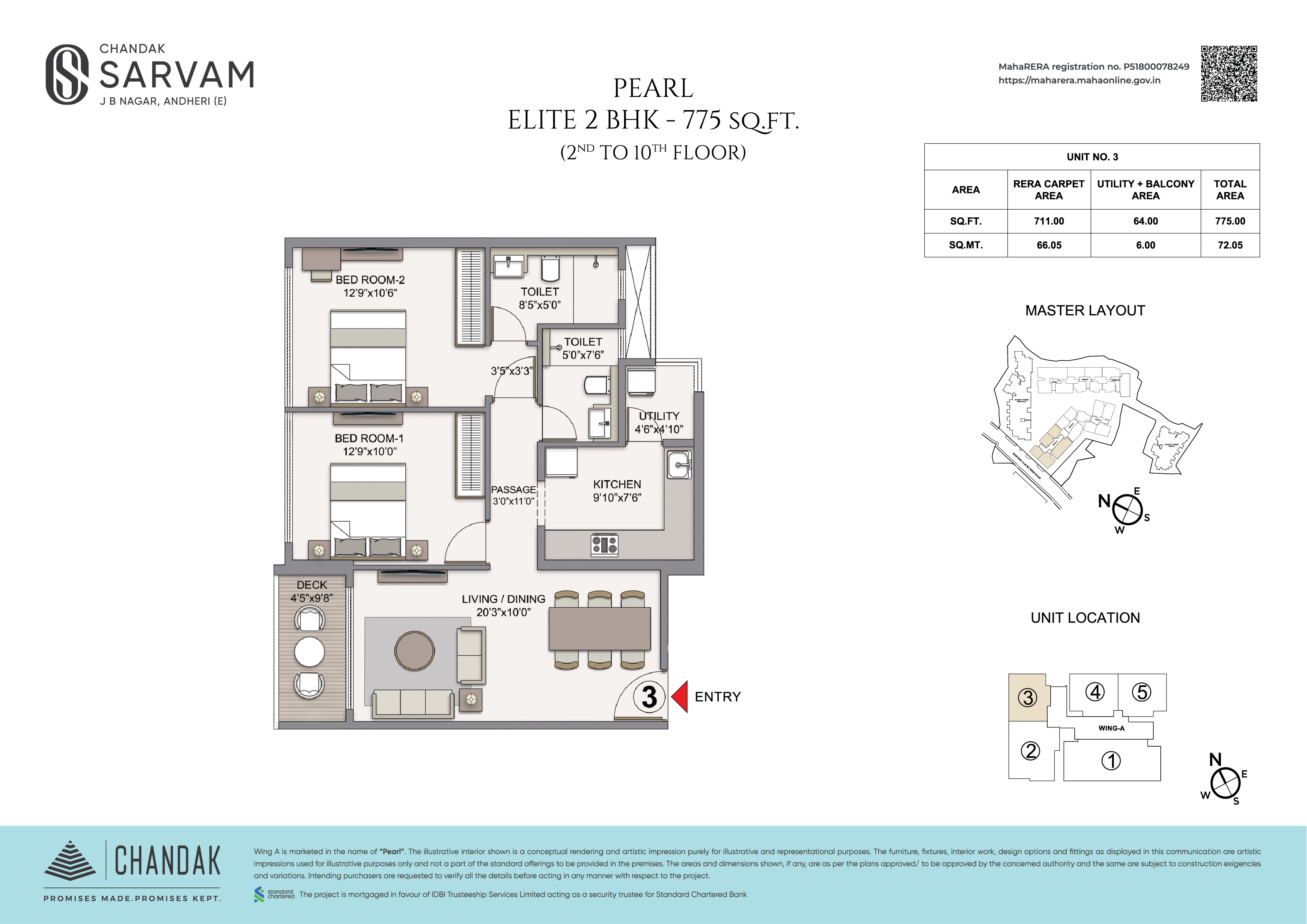 2BHK floor plan in Andheri East
