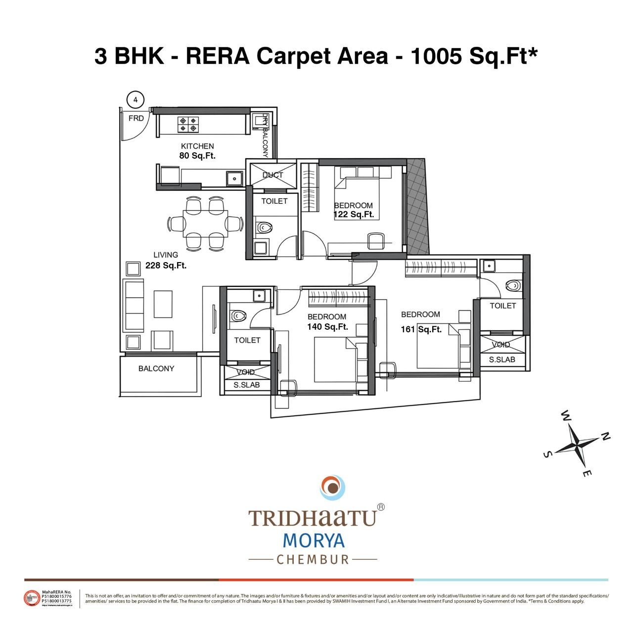 3BHK floor plan in Chembur East