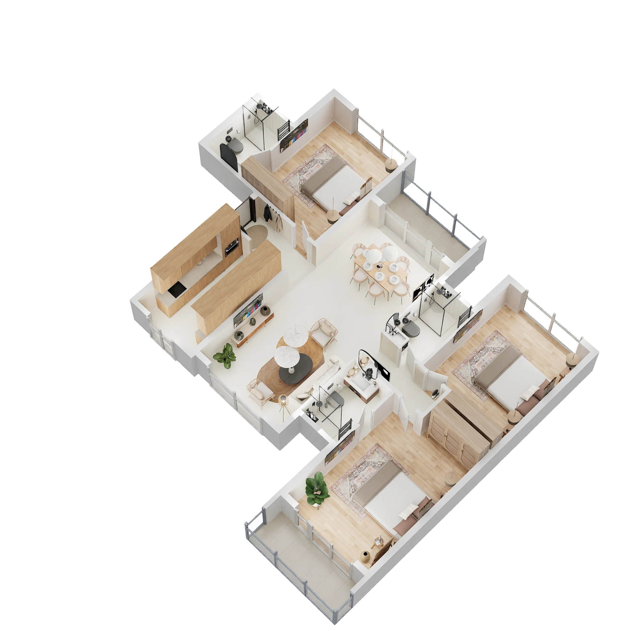 3BHK floor plan in Powai