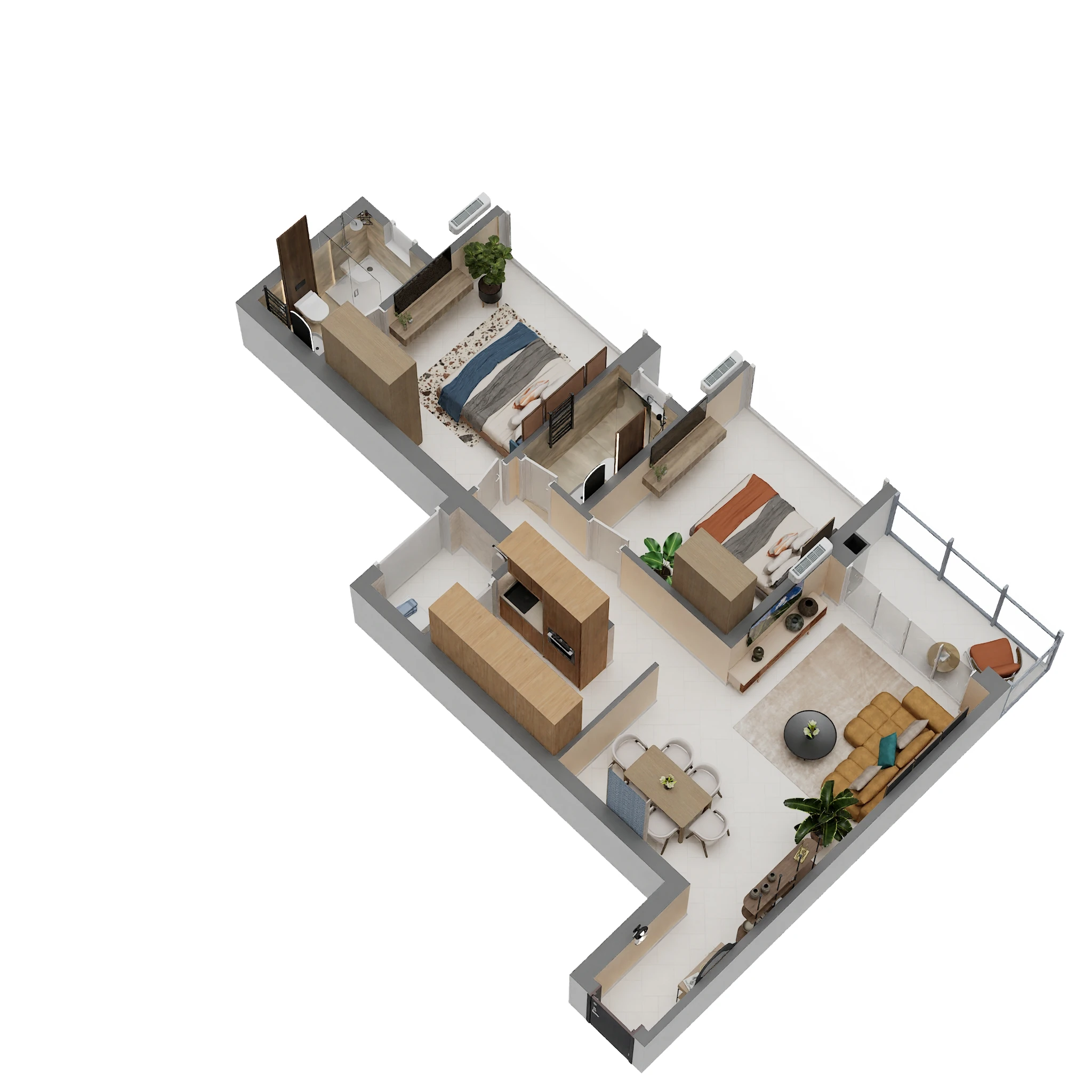 2BHK floor plan in Sanpada