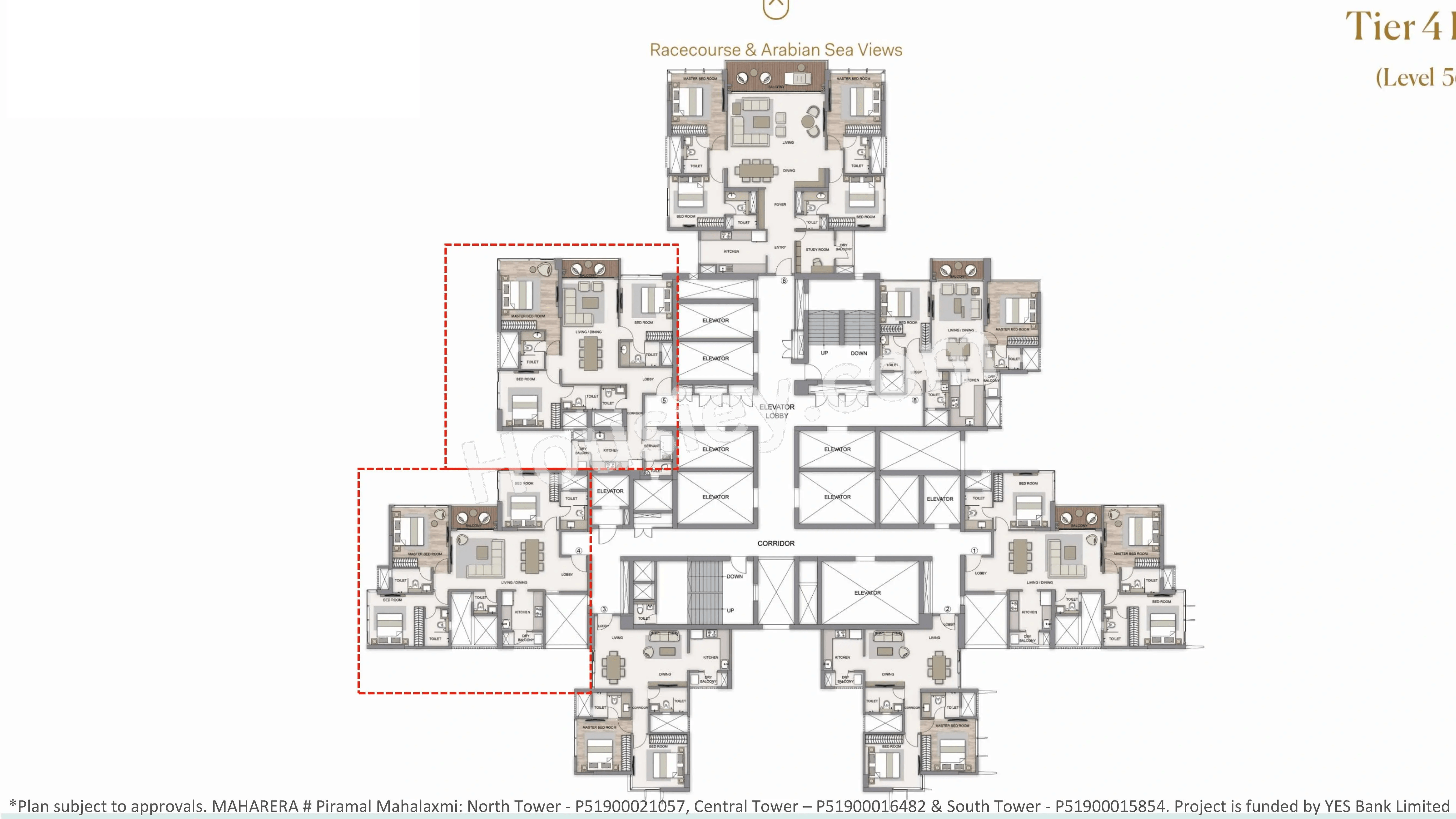 3BHK floor plan in Mahalaxmi