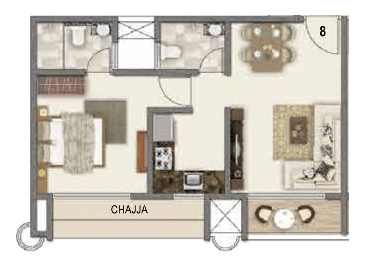 1 BHK Standard floor plan