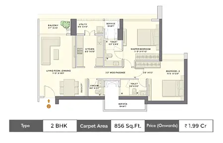 2 BHK Standard floor plan