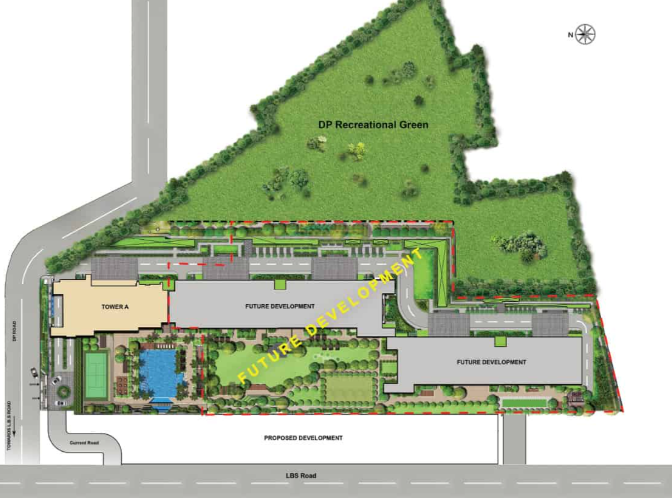 3BHK floor plan in Mulund West