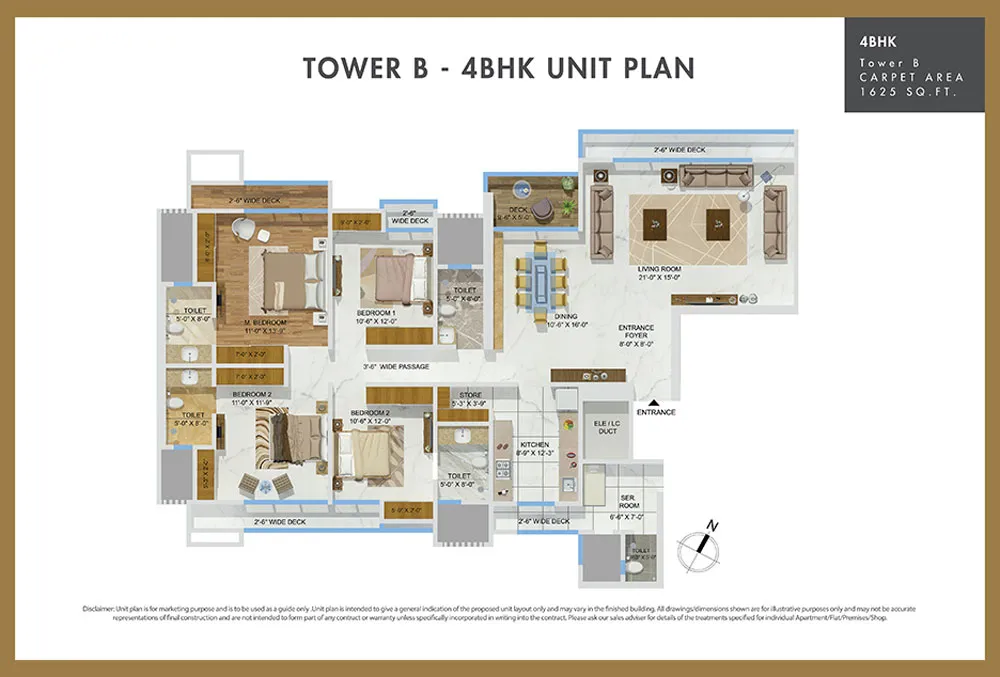 4BHK floor plan in Thane West