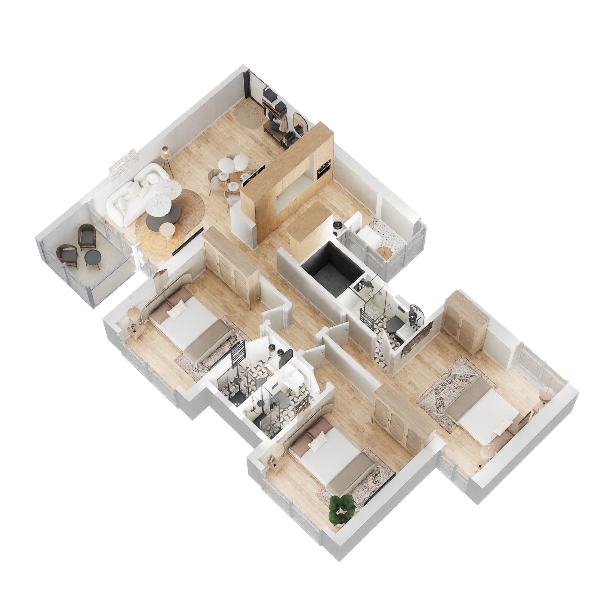 3 BHK Standard floor plan