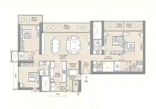 4BHK floor plan in Thane West